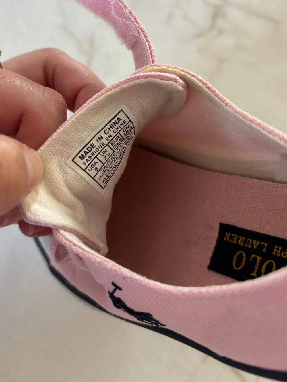 Ralph Lauren Kids Pink Canvas Velcro Sneakers with Polo Logo